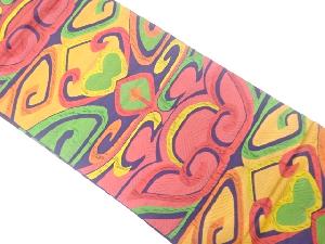 抽象花唐草模様織り出し袋帯